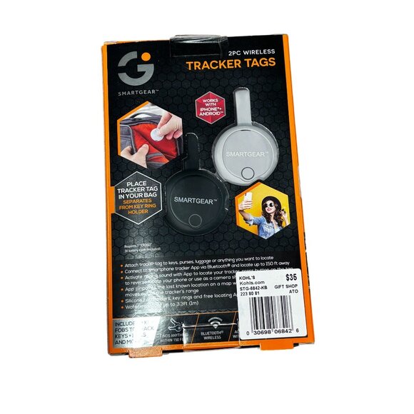 Smartgear 2pc Wireless Tracker Tags Bluetooth Compatible With Key Finder - Picture 2 of 5
